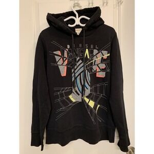 Diesel VANGARDE S-Ginn-T10 Industrial Graphic Hoodie Size M Y2K Cyber Glitch